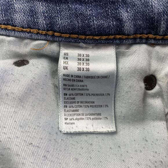 American Eagle Jeans Mens 30x30 Blue Extreme Flex 4 Distressed Original Straight - Picture 13 of 13